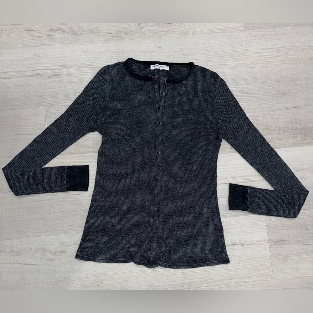 Project Social T Gray Button Up Waffle Long Sleeve Size Small (S)